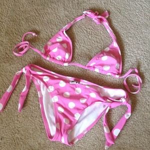Pink polka dot bikini