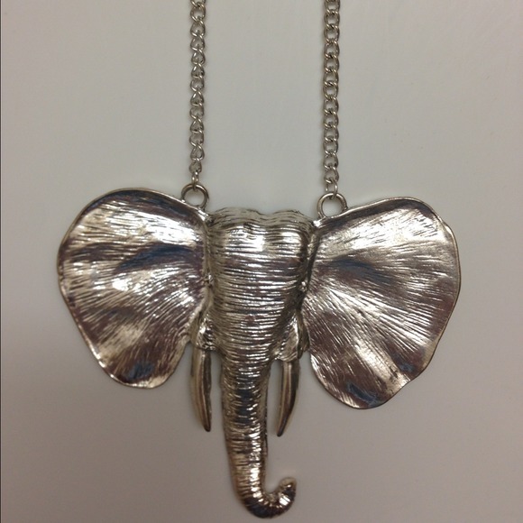 Silver elephant head necklace