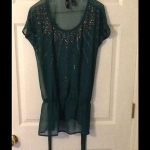 BKE green sheer blouse!