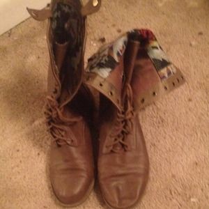 Brown combat boots