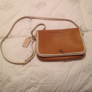 Coach bag camel leather and blue leather