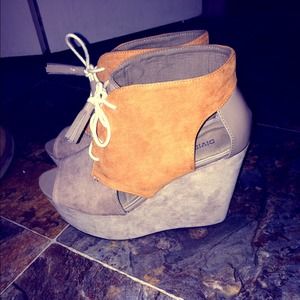 H&M Peep toe wedge booties.