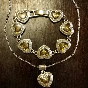 Brighton two tone heart link necklace set