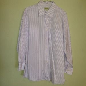 Men's stripped button up work shirt