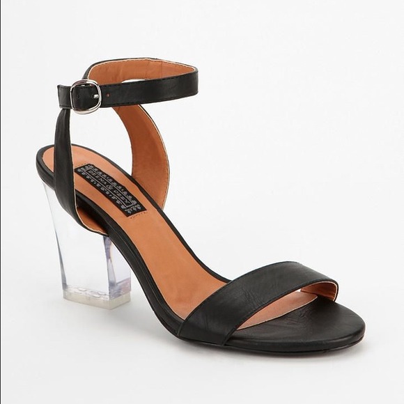 DEENA & OZZY CLEAR-HEELED ANKLE STRAP SANDALS