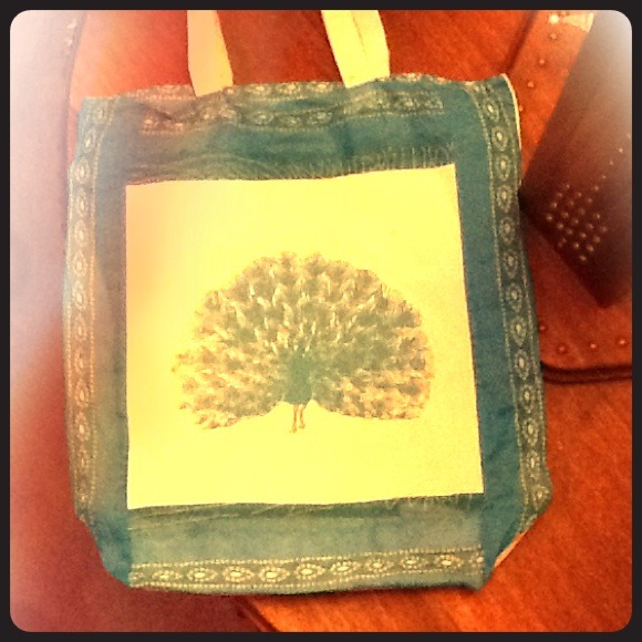 Hand Painted Peacock Bag