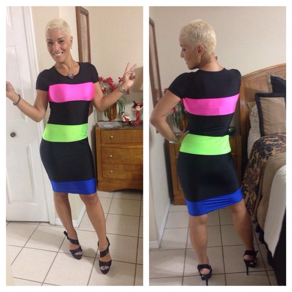 Tres colores sexy knee length dress