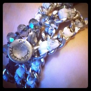 Abbey Garden Fabric and Bead Wrap Bracelet