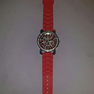 Coral Cheetah Print Watch