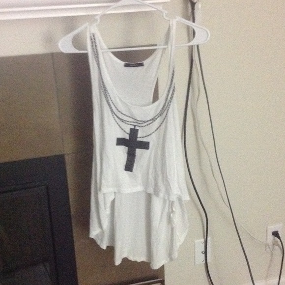 White Cross Hi-lo Top