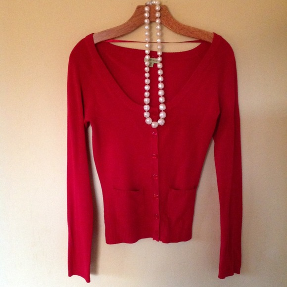 Beautiful red cardigan.