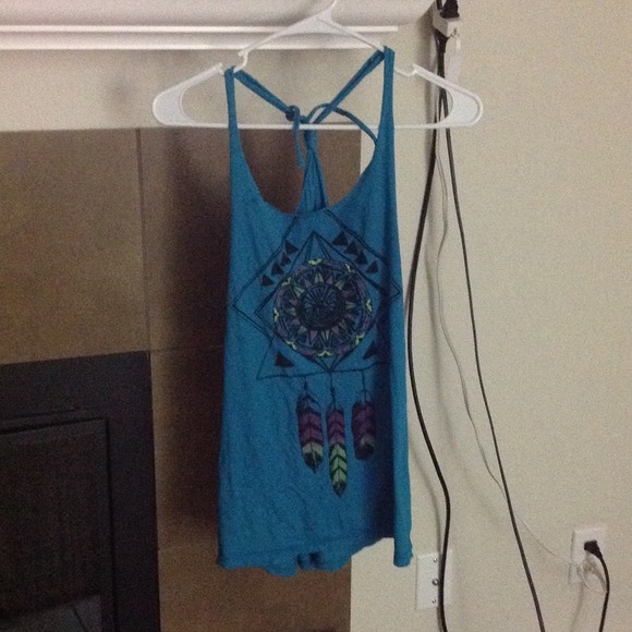 Teal Feather Top from Pacsun