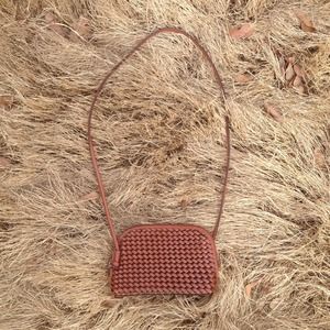 Brown Woven Leather Crossbody Messenger Purse