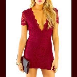 Maroon Deep V Tobi Dress