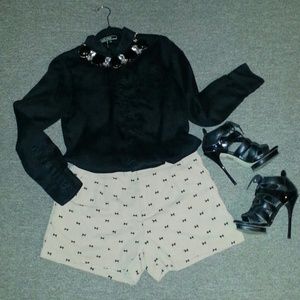 Lauren Conrad Tan with Black Bow-Tie Shorts