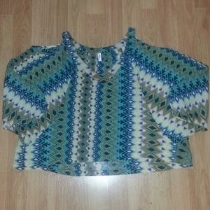 Green Tribal print top