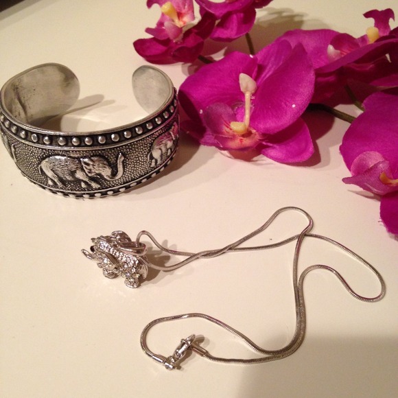 Jewelry - elephant cuff & necklace