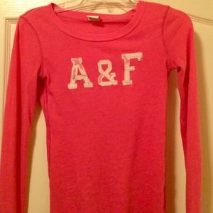 Abercrombie long sleeve pink logo shirt