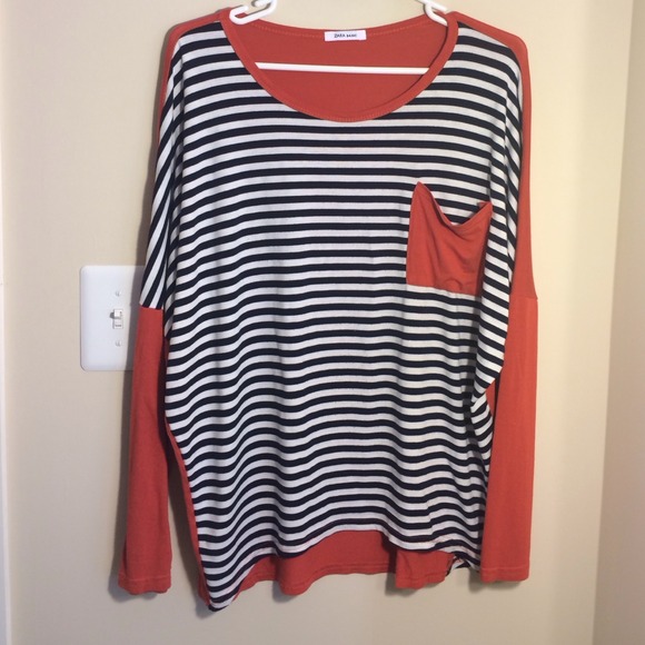 Zara loose fit striped colorblock top