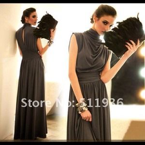 New black turtle neck black floor length dress