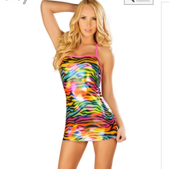 🌈Metallic Rainbow Zebra Rave Outfit🌈