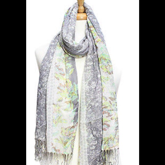April Maroshick Accessories - Slate Blended Floral Print Scarf