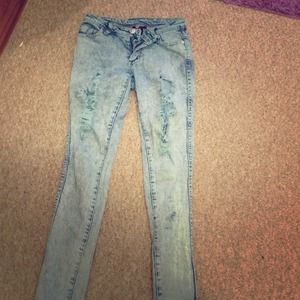 Luxirie blue acid wash ripped jeans