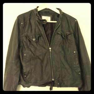 Dark chestnut brown faux leather jacket