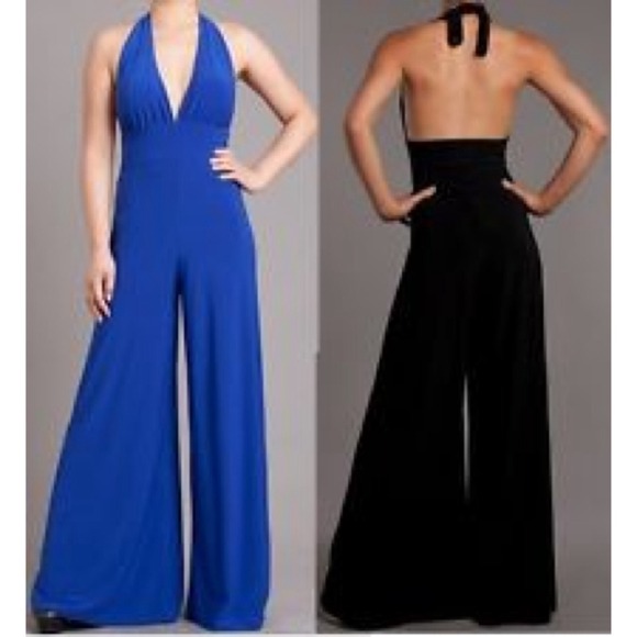 Royal blue Wide leg long halter jumpsuit size S - Picture 3 of 3