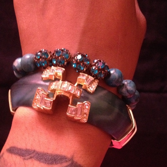 Alexis bittar turquoise and jade cuff