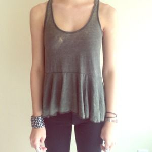 Distressed army green peplum top *SOLD*