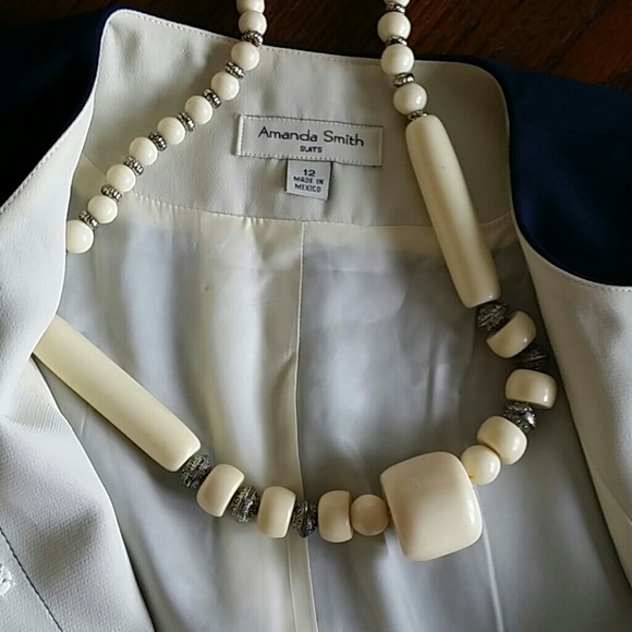 Amanda Smith 2 Piece Navy Blue Pants Suit - Picture 2 of 4