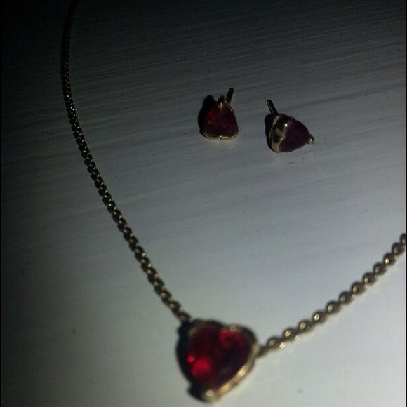 10 karat gold ruby necklace and matching earrings