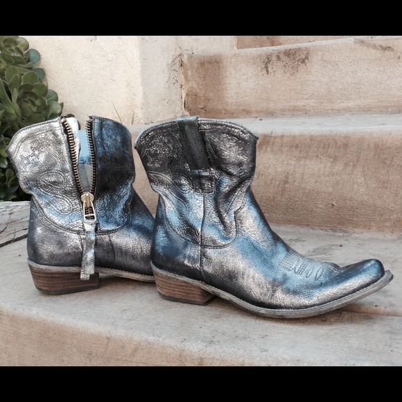 Boutique 9 "Jolisa" Pewter Metallic/Cowboy Booties