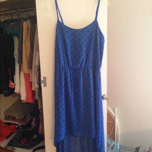 Hi-low blue polka dot dress!!