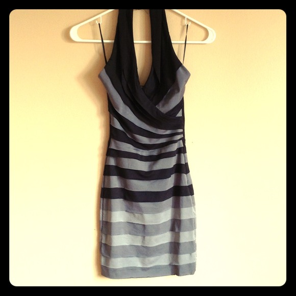 Black to Gray ombré Halter Dress