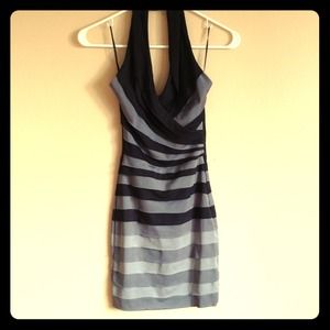 Black to Gray ombré Halter Dress