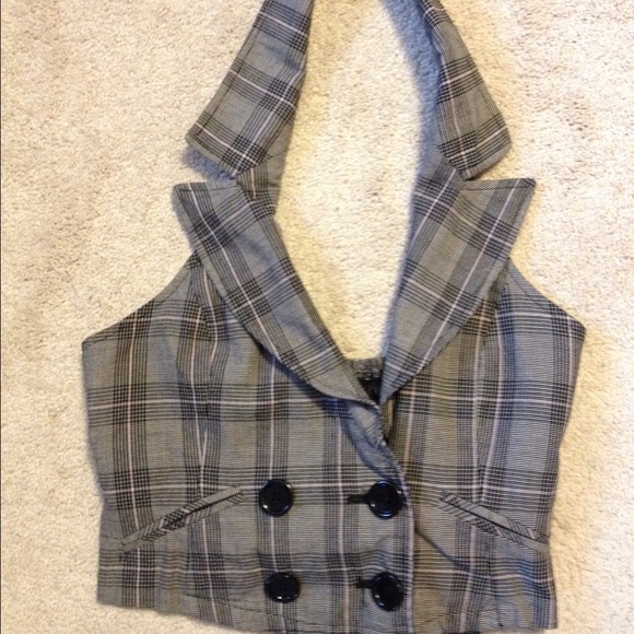 Black and white pinstripe vest