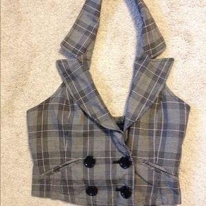 Black and white pinstripe vest