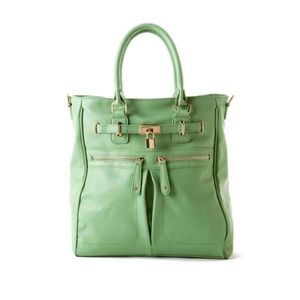 Mint green tote! With crossbody strap!