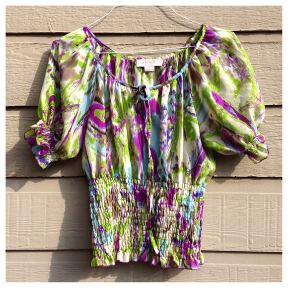 Light Colorful Peasant Top
