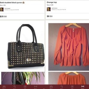 Black studded purse & Orange top bundle