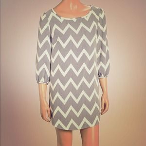 Black and ivory chevron shift dress