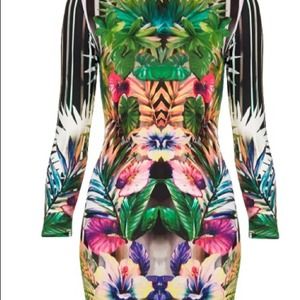 Topshop tropical bodycon dress