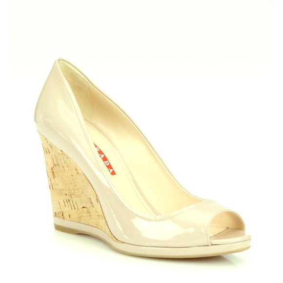 Prada patent leather wedges