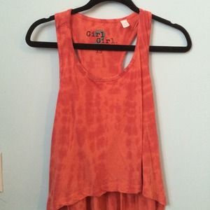 Red tie dye high low tank top