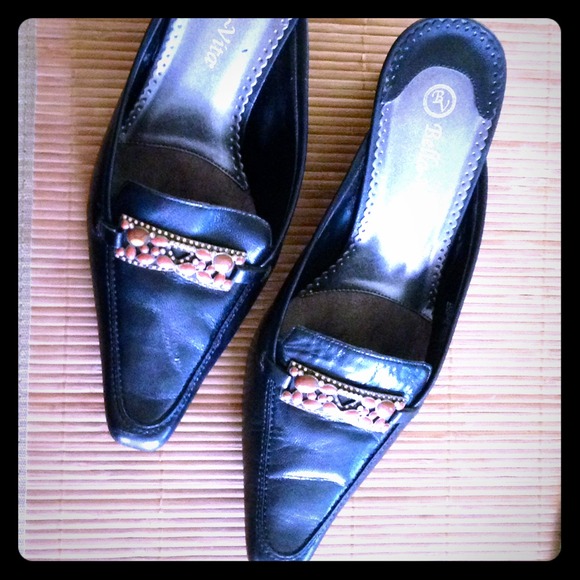 BLACK GENUINE LEATHER MULES‼️