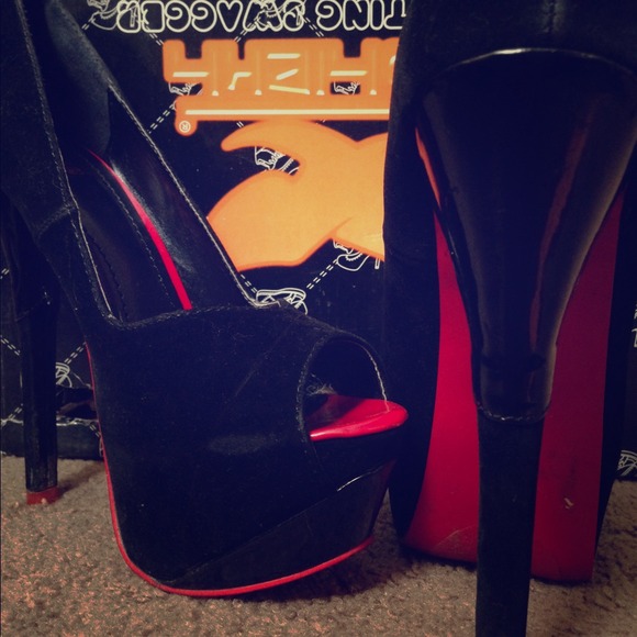 Black and red pumps