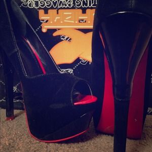 Black and red pumps