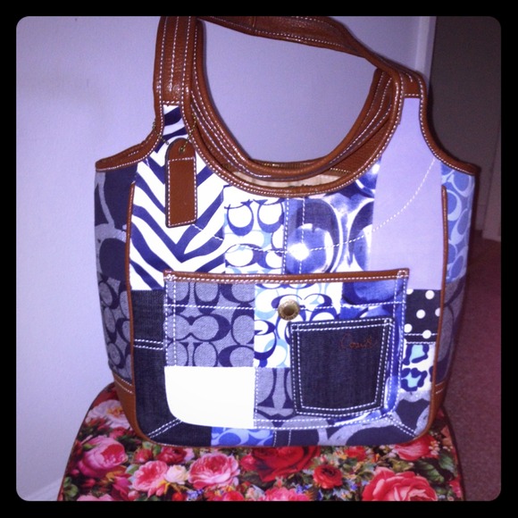 Coach tote brand new denim patch work
